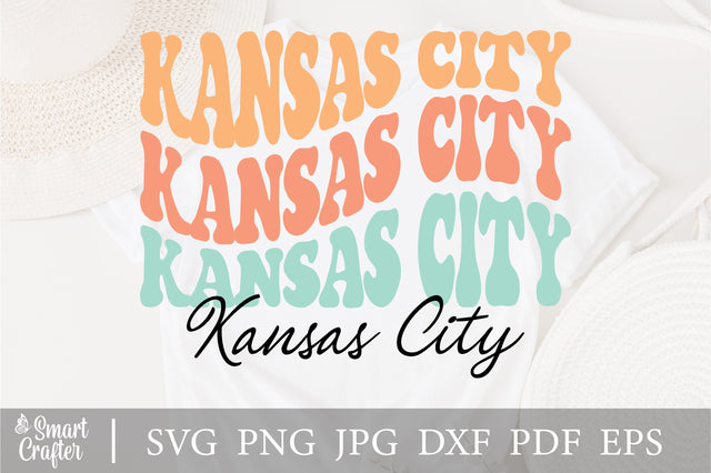 Kansas City svg, Kansas City Chiefs svg, wavy Groovy svg, style Stacked svg, EPS PNG Cricut Instant Download SVG Fauz 