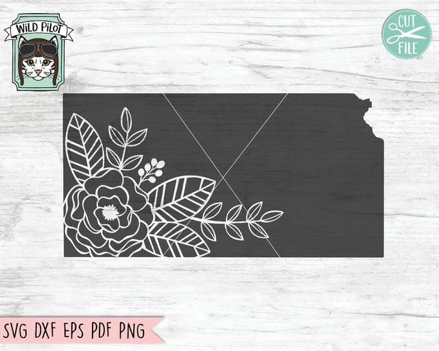 Kansas Silhouette Floral SVG Cut File SVG Wild Pilot 