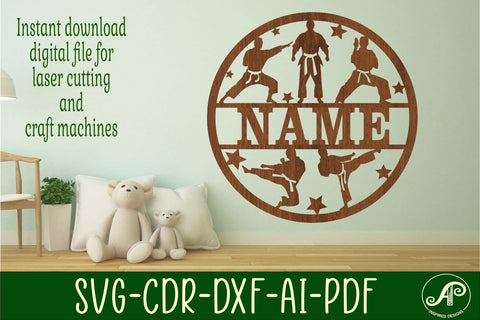 Karate male name sign svg laser cut template SVG APInspireddesigns 