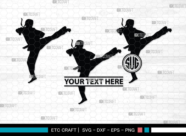 Karate Monogram, Karate Silhouette, Martial Arts Silhouette Svg, Karate Svg, Taekwondo Svg, Sport Karate Svg, SB00121 SVG ETC Craft 