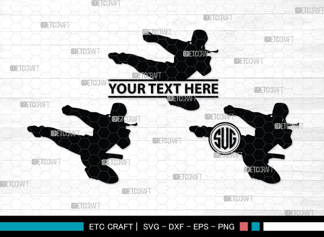 Karate Monogram, Karate Silhouette, Martial Arts Silhouette Svg, Karate Svg, Taekwondo Svg, Sport Karate Svg, SB00121 SVG ETC Craft 