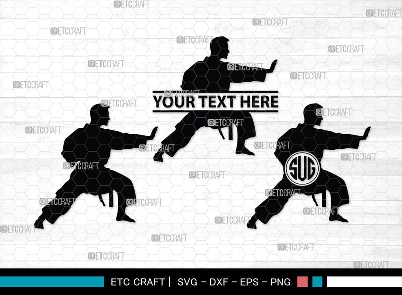 Karate Monogram, Karate Silhouette, Martial Arts Silhouette Svg, Karate Svg, Taekwondo Svg, Sport Karate Svg, SB00121 SVG ETC Craft 