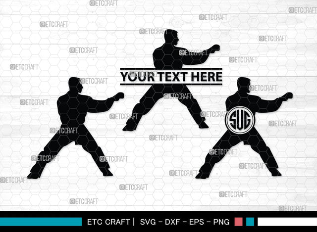 Karate Monogram, Karate Silhouette, Martial Arts Silhouette Svg, Karate Svg, Taekwondo Svg, Sport Karate Svg, SB00121 SVG ETC Craft 