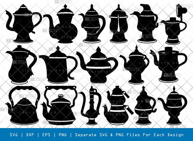 Kashmiri Copper Kettle Silhouette, Copper Kettle SVG, Kettle Svg, Copper Pot Svg, Traditional Kettle Svg, Antique Tea Kettle Bundle, SB01002 SVG ETC Craft 