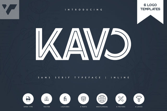 Kavo Inline + 6 Logo Templates Font VPcreativeshop 