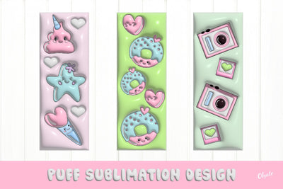 Kawaii Bookmarks. 3D Inflated Design. Funny Bookmarks. Sublimation Olga Terlyanskaya 