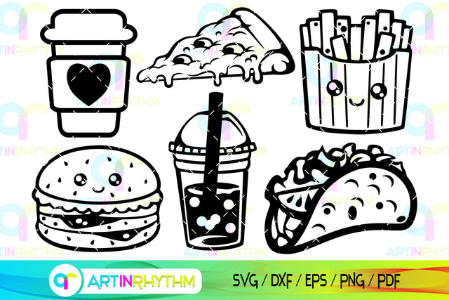 Kawaii Burger and fries svg SVG Artinrhythm shop 
