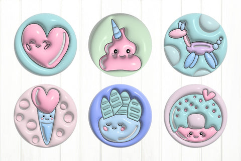 Kawaii Coaster Bundle. Car Coaster Sublimation Design Sublimation Olga Terlyanskaya 