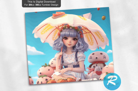 Kawaii Cute Summer 20 Oz / 30 Oz Tumbler PNG Sublimation Regulrcrative 