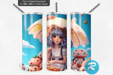 Kawaii Cute Summer 20 Oz / 30 Oz Tumbler PNG Sublimation Regulrcrative 