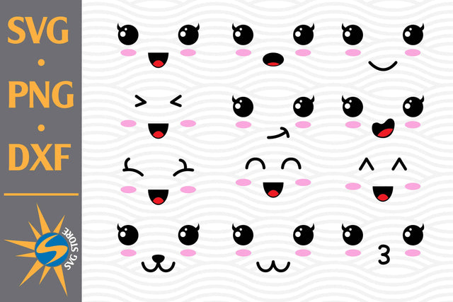 Kawaii Eyes SVG, PNG, DXF Digital Files Include SVG SVGStoreShop 