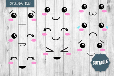 Kawaii Face SVG, Kawaii face flat cut files, Faces SVG bundle SVG Cuttable 