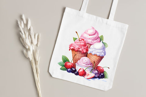 Kawaii Fruit Ice Cream Clipart Bundle Sublimation Regulrcrative 