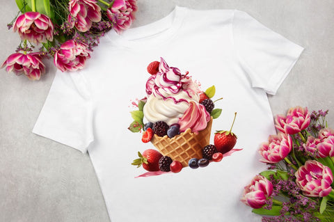 Kawaii Fruit Ice Cream Clipart Bundle Sublimation Regulrcrative 