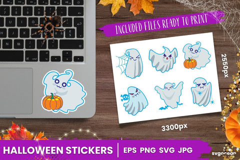 Kawaii Ghost Stickers Sublimation SvgOcean 