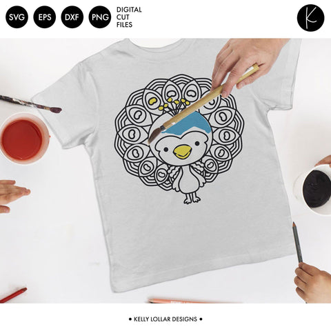 Kawaii Peacock Character SVG Kelly Lollar Designs 