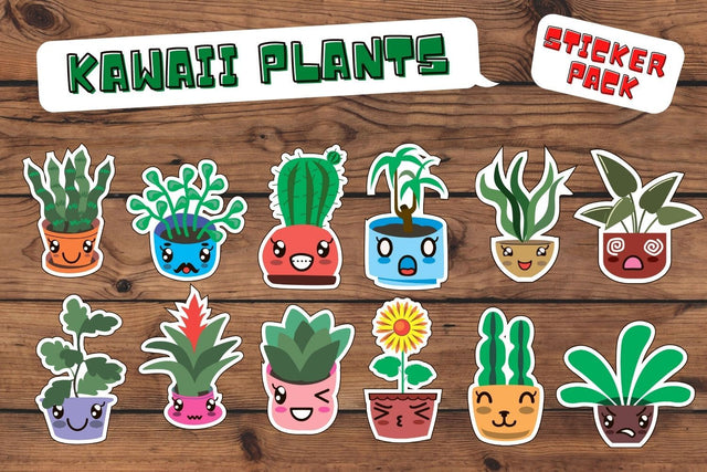 Kawaii Plants Stickers Sublimation SvgOcean 
