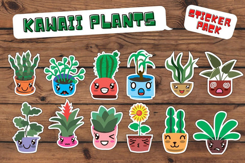Kawaii Plants Stickers Sublimation SvgOcean 