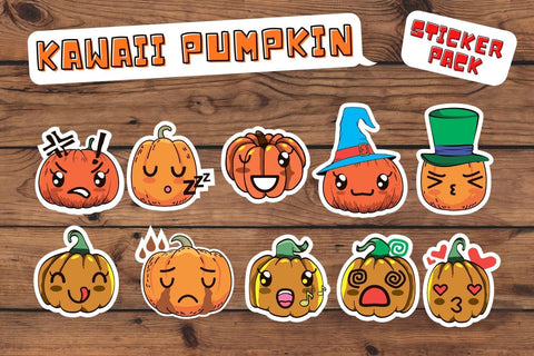 Kawaii Pumpkin Stickers Sublimation SvgOcean 