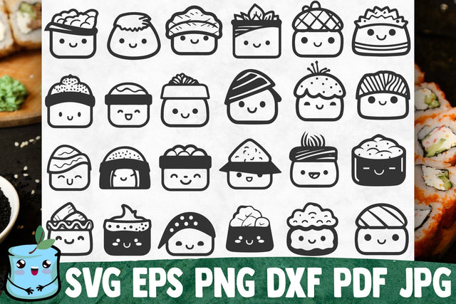 Kawaii Sushi SVG Bundle SVG MintyMarshmallows 