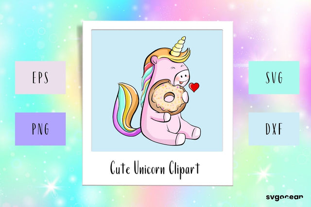 Kawaii Unicorn Clipart SVG SVG SvgOcean 