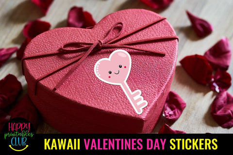 Kawaii Valentines Day Stickers-Love Romantic Stickers Cute SVG Happy Printables Club 