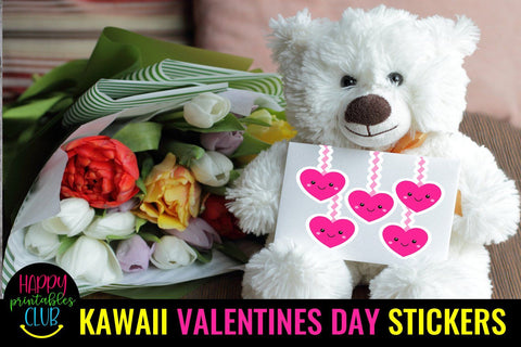 Kawaii Valentines Day Stickers-Love Romantic Stickers Cute SVG Happy Printables Club 