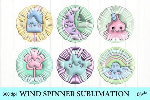 Kawaii Wind Spinner. 3D Puff Wind Spinner Bundle Sublimation Olga Terlyanskaya 