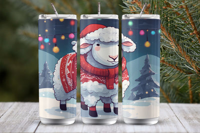 Kawaii Xmas Sheep 20 Oz Tumbler Wrap Sublimation Design Sublimation MockupSvgVenue 