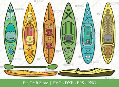 Kayak Clipart SVG Cut File | Kayak Paddle Svg | Kayaker Svg | Kayak Boat Svg | Canoe Svg | Rowing Svg | Water Sports Svg | Kayak Svg Bundle SVG ETC Craft 