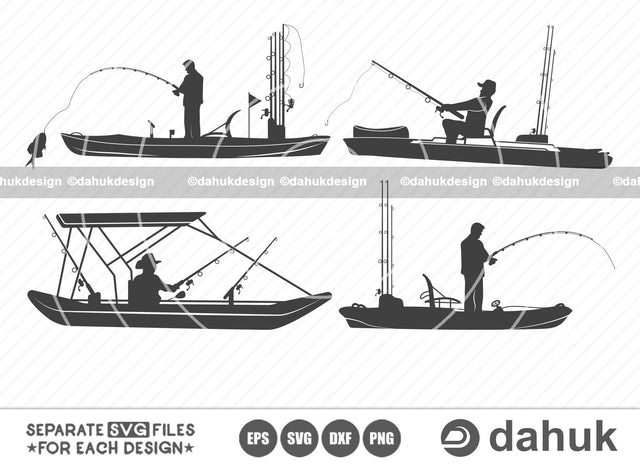 Kayak Fishing Scene Svg, Kayak Fishing SVG, Kayak Fishing Clipart, Kayaker Svg, Kayaking Fishing svg, Kayaking svg, Cut file for silhouette, svg, eps, dxf, png, clipart cricut design space, vinyl cut files SVG dahukdesign 