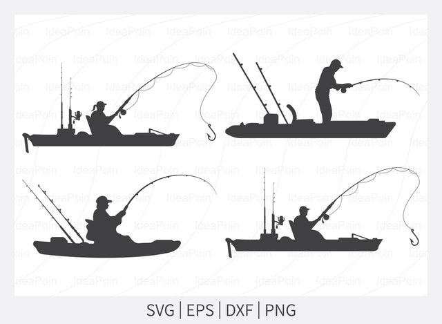 Kayak Fishing SVG, Kayak Fisherman svg, Kayak Fishing Silhouette, Fishing Svg, Kayak Fishing Stencil, Kayak Fishing SVG File, River Fishing SVG Dinvect 