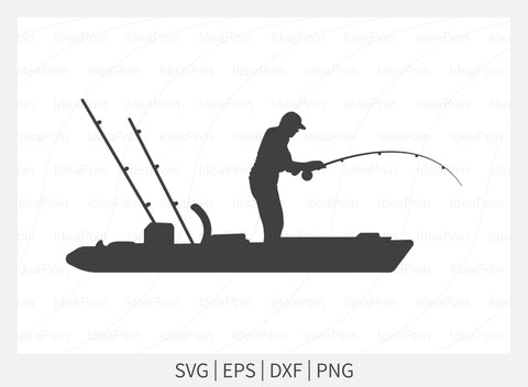 Kayak Fishing SVG, Kayak Fisherman svg, Kayak Fishing Silhouette