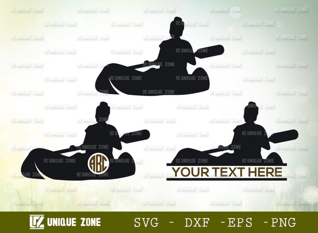 kayak Monogram SVG Cut File, Kayak Boat Svg, Canoe Svg, Paddle Svg, Water Sports Svg, Kayak Monogram Svg, Kayaker Svg, Kayaking Svg, Kayak Silhouette, SVG Unique Zone 