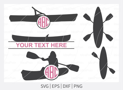 Kayak Monogram SVG, Kayak Svg, Canoe Split Monogram, Canoe SVG, Kayak logo Svg, Canoe Silhouette, Sport Outdoor SVG, Sport Outdoor Svg, Svg SVG Dinvect 