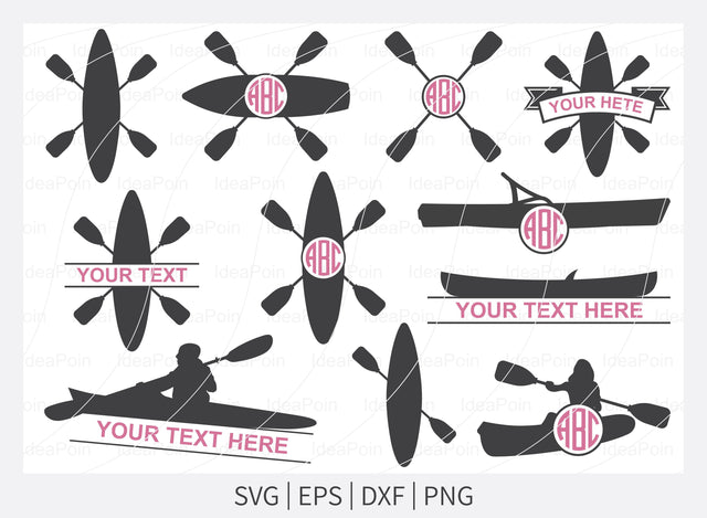Kayak Monogram SVG, Kayak Svg, Canoe Split Monogram, Canoe SVG, Kayak logo Svg, Canoe Silhouette, Sport Outdoor SVG, Sport Outdoor Svg, Svg SVG Dinvect 