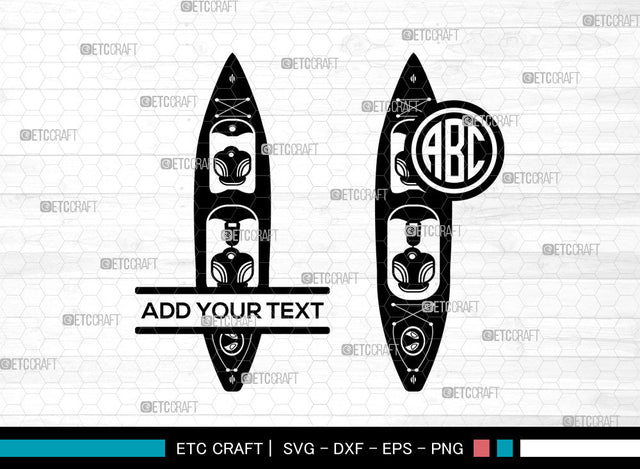 Kayak Monogram SVG, Kayaker Svg, Water Sports Svg, Kayak Paddle Svg, Kayak Boat Svg, Split Monogram Svg SVG ETC Craft 