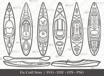Kayak Outline SVG Cut File | Kayak Paddle Svg | Kayaker Svg | Kayak Boat Svg | Canoe Svg | Rowing Svg | Water Sports Svg | Kayak Svg Bundle SVG ETC Craft 