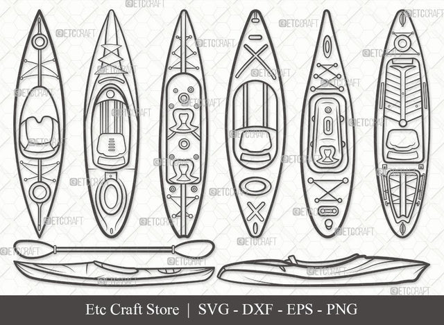 Kayak Outline SVG Cut File | Kayak Paddle Svg | Kayaker Svg | Kayak Boat Svg | Canoe Svg | Rowing Svg | Water Sports Svg | Kayak Svg Bundle SVG ETC Craft 