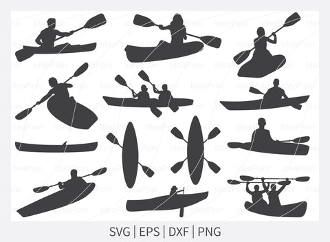 Kayak Silhouette, Kayak SVG, Canoe Svg, Canoe Silhouette, Sport Outdoor SVG, Sport Outdoor SVG, Water Sports Svg, Boats Svg, Silhouette Came SVG Dinvect 