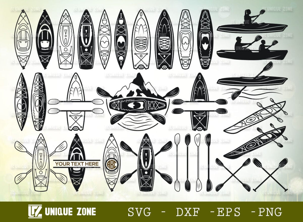 Kayak SVG Bundle, Kayak Silhouette, Kayak Boat Svg, Canoe Svg, Paddle ...