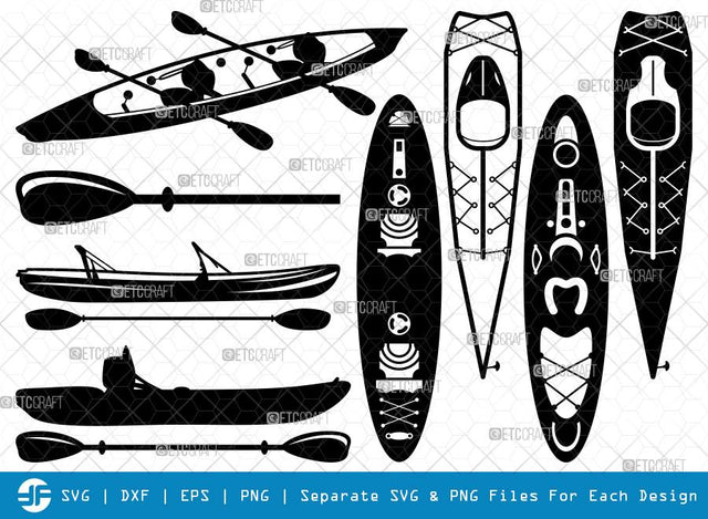 Kayak SVG Cut Files | Kayak Silhouette | Kayak with Paddle Bundle SVG ETC Craft 