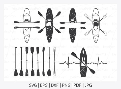 Kayak SVG, Kayak Monogram SVG, Kayak Split Monogram, Kayak Paddle SVG, Sport Outdoor, Rowing Svg, Kayak Silhouette, Water Sports Svg, Png SVG Dinvect 