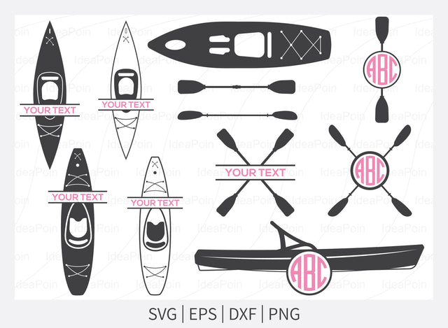 Kayak SVG, Kayak Monogram SVG, Kayak Split Monogram, Kayak Paddle SVG, Sport Outdoor, Rowing Svg, Kayak Silhouette, Water Sports Svg, Png SVG Dinvect 