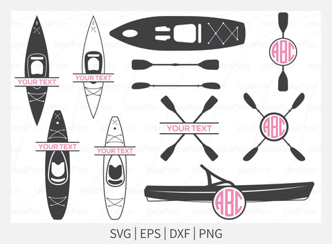 Kayak SVG, Kayak Monogram SVG, Kayak Split Monogram, Kayak Paddle SVG, Sport Outdoor, Rowing Svg, Kayak Silhouette, Water Sports Svg, Png SVG Dinvect 