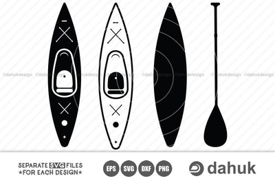 Kayak SVG, Kayak Paddle SVG, Kayaker SVG, svg , eps, dxf files SVG dahukdesign 
