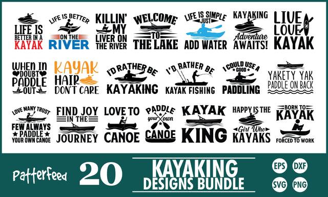 Kayaking SVG Designs Bundle SVG PatternFeed8 