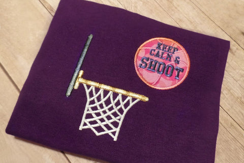 Keep Calm and Shoot Basketball Applique Embroidery Embroidery/Applique Designed by Geeks 