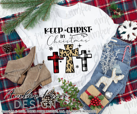 Keep Christ in Christmas SVG PNG DXF | Leopard Print Christmas SVG | Christian Christmas SVGs SVG Amber Price Design 