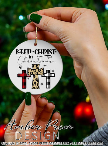 Keep Christ in Christmas SVG PNG DXF | Leopard Print Christmas SVG | Christian Christmas SVGs SVG Amber Price Design 